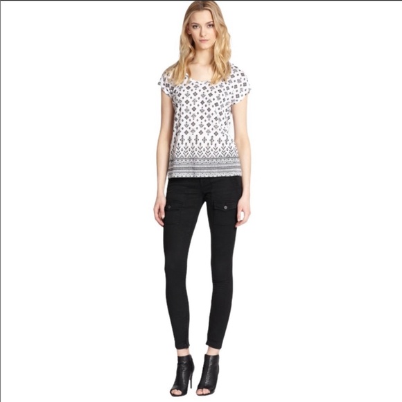 Joie Tops - Joie Nasa Linen Short Sleeve Tee Shirt Black White